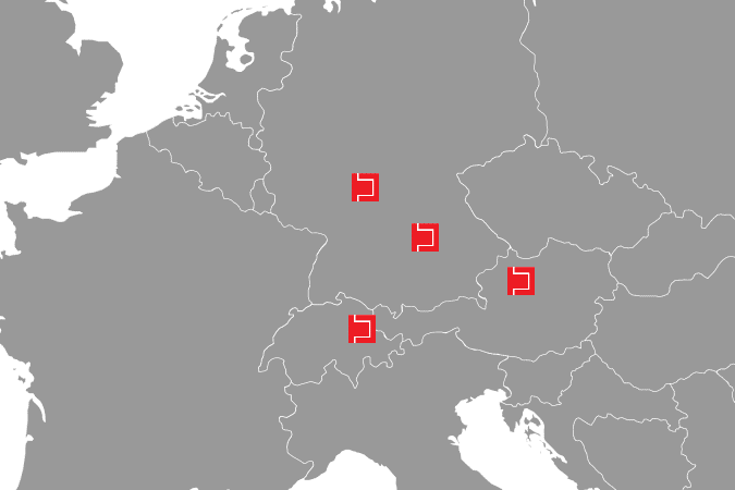 Karte der HA-CO Gesellschaften in der DACH-Region